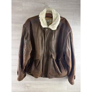 Field and Stream Bomber Jacket Men’s 2XL Brown Full Zip W/ Pockets Fur Collar